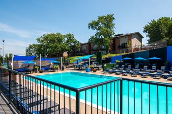 Olympic size swimming pool with sundeck